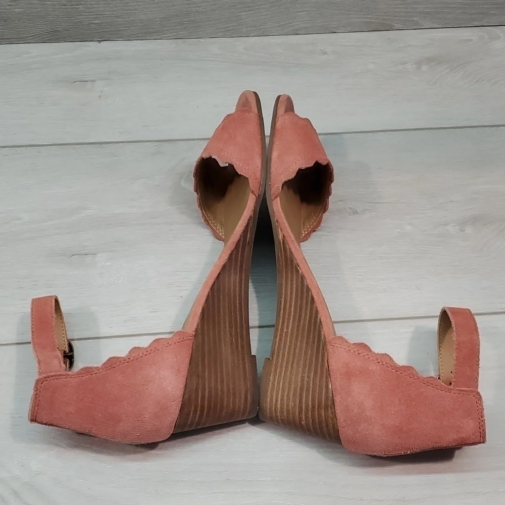 Lucky Brand Womens Jebelle Ankle Suede Strap Wedge Sandals shoes sz 9.5M